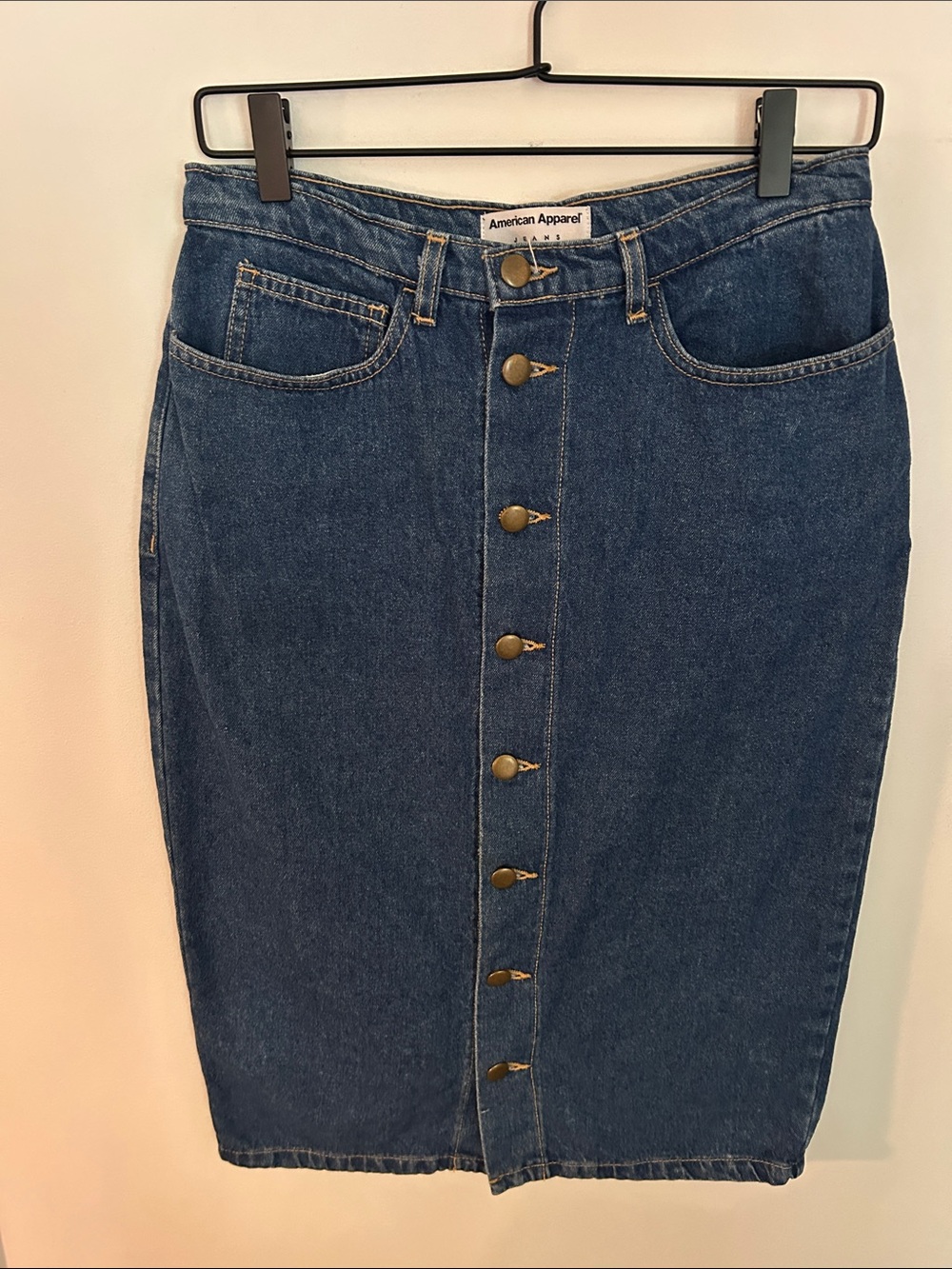 Vtg American Apparel Button-Front Denim Skirt